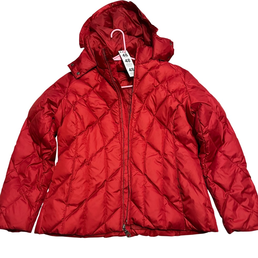 I.e. relaxed Quilted Down Puffer Hooded Jacket Women Red Size L